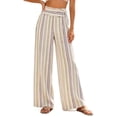 thumbnail image 4 of ClodeEU Women's High Waist Striped Wide Leg Pants,Casual Bohemian Vacation Flowy Trousers ,Women's Plus XL, 4 of 8