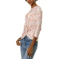 thumbnail image 4 of Allegra K Women's Boat Neck Long Sleeves Floral Twist Front Blouse, 4 of 6