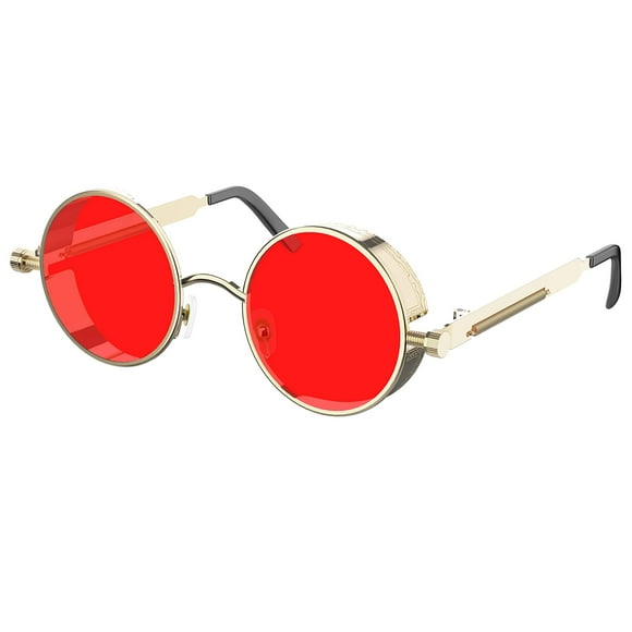Gafas de Sol PROUDDEMON Retro Góticas Steampunk con Lentes Redondas