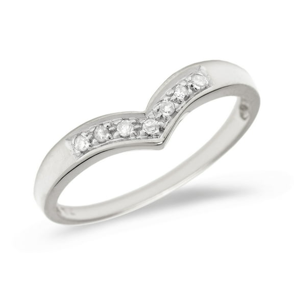 10K White Gold Diamond Chevron Ring