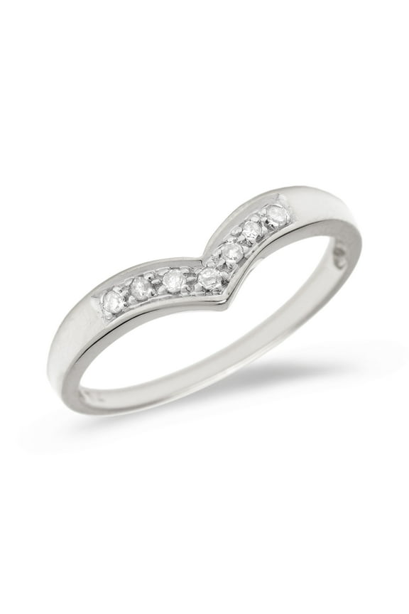 10K White Gold Diamond Chevron Ring