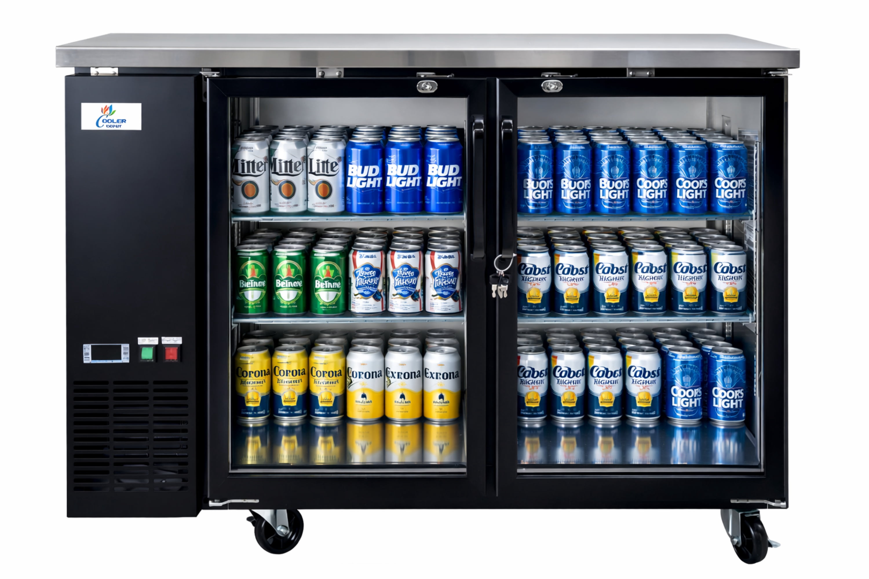 Cooler Depot NSF 48" Black Glass Door Back Bar Beer Cooler, 11.23 cu ft, Digital Display