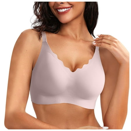 Siilsaa Bras for Women Women s Seamless Bras No Underwire Scalloped Push Up Bras Soft Wireless Full Coverage Everyday Bra Red M