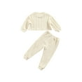 thumbnail image 3 of Qiylii Children’s Knitted Clothes Set Solid Color Long Sleeve Tops+Long Pants, 3 of 6