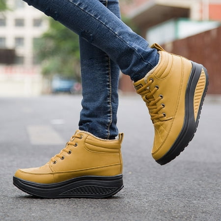 

Winter Women Casual Wedge Platform Sneakers Thick Bottom Keep Warm Cotton Shoes