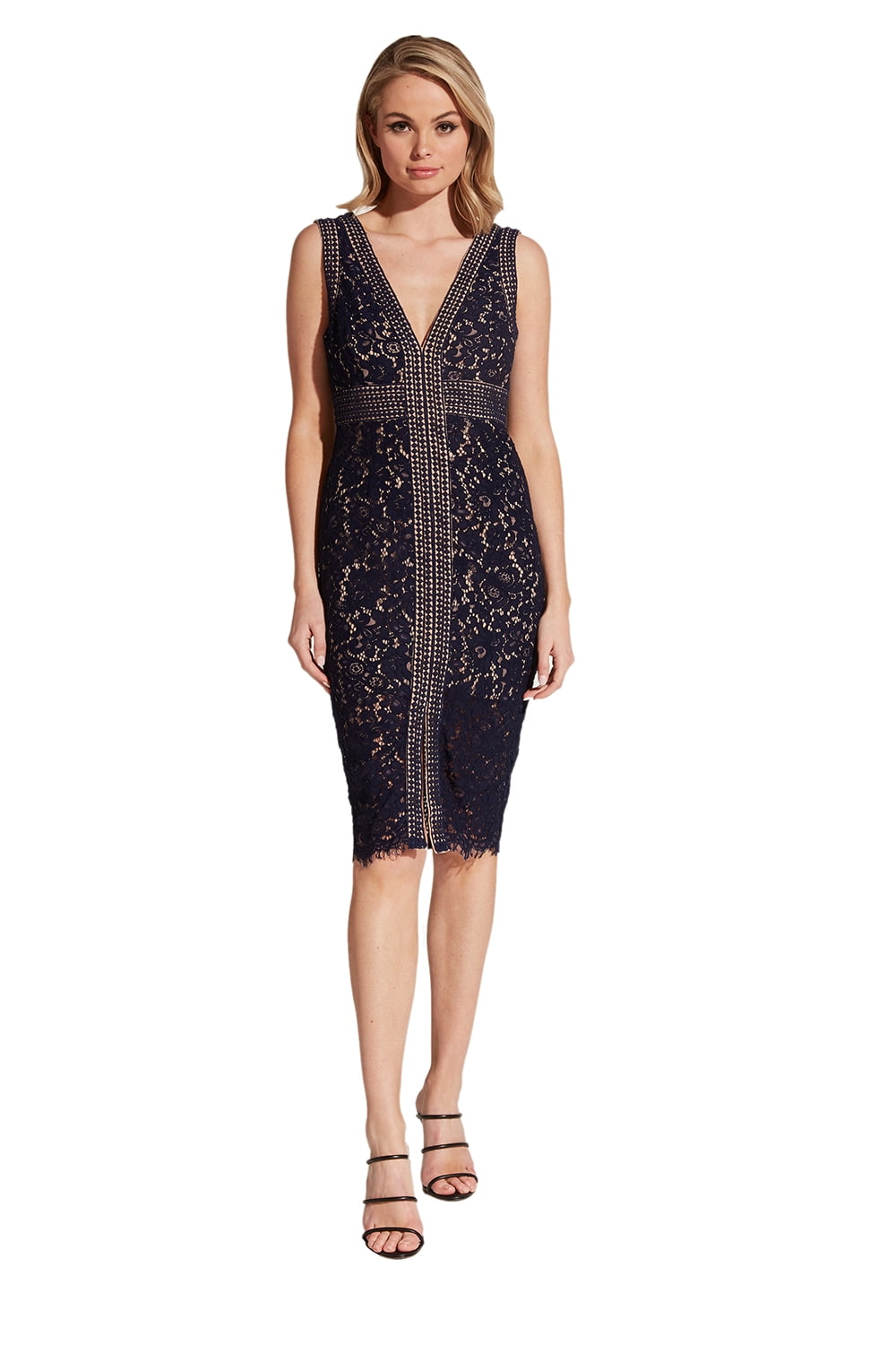 morgan front slit lace cocktail dress