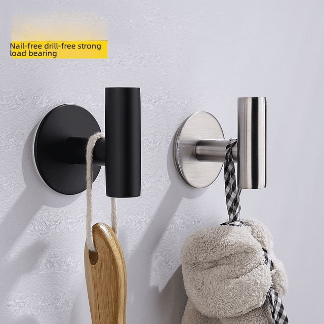 Gancho de acero inoxidable con un solo gancho para abrigos, sin perforaciones, para montar en la pared, creativo, para baño, de metal