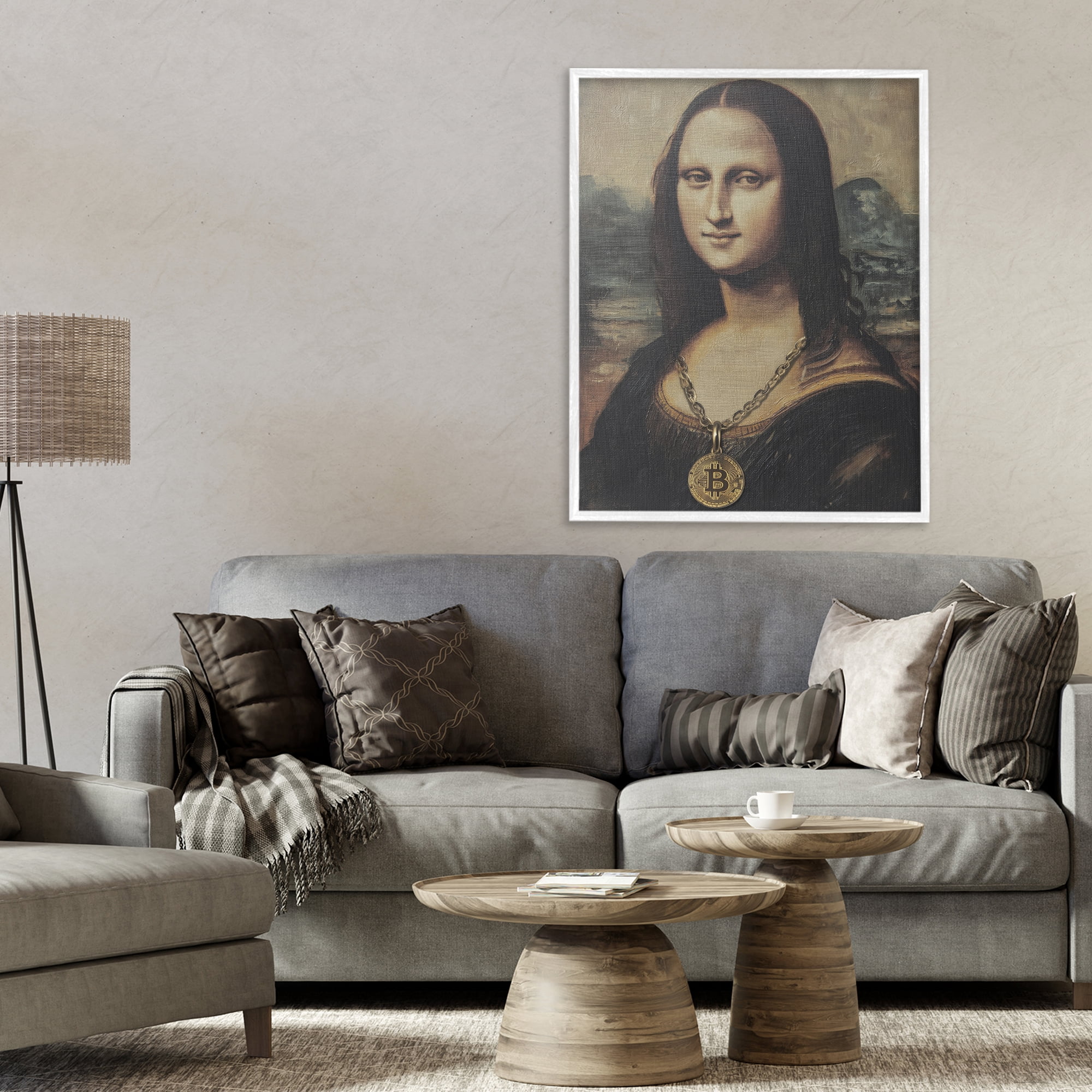 Stupell Industries Iconic Bitcoin Smile Classic White Framed Giclee Art, design by Svetlana Aleynikova