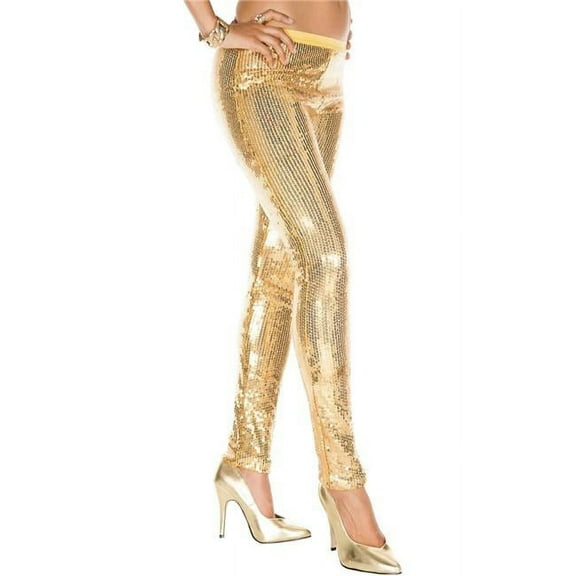 Music Legs Women's Women's Sequin Leggings; Gold 35118-GOLD