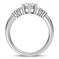 thumbnail image 2 of Ember Jewel Engagement Wedding Ring - Tia Graduated Design with 2.3 Ct Marquise, Round and Baguette Moissanite - 14K White Gold Plated Jewelry for Brides - Wedding Ring with a Modern, 2 of 3