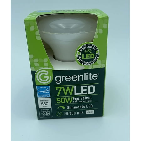 

Greenlite E26 LED 7W 550 Lumens 3000K R20 Lightbulb Floodlight Dimmable 2-Pack