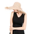 thumbnail image 3 of Boho Sombrero de paja para mujer Bowknot Ancho de ala grande Plegable flecos deshilachados Eccomum Beige, 3 of 7