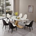 thumbnail image 4 of 71” Leavader L-shape Sintered Stone Square Dining Table Set For 6 People Kitchen Room with 6 Chairs, 4 of 7