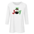 thumbnail image 4 of asdoklhq Mock Neck Tops for Women Christmas Ladies' Christmas Round Neck 3/4 Sleeve T-shirt Shirt White 3X, 4 of 4
