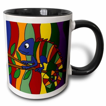 

3dRose Colorful Chameleon Abstract - Two Tone Black Mug 11-ounce