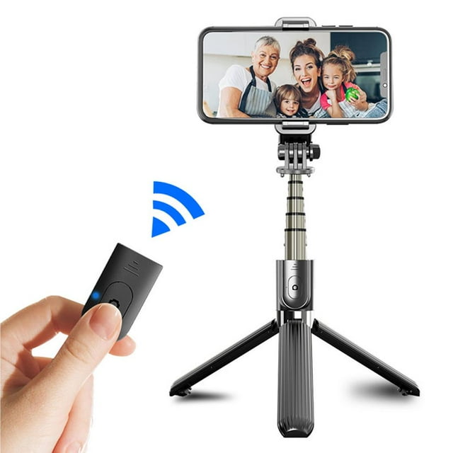 keepw Portable Remote Bluetooth Selfie Stick Lightweight Aluminium Alloy Extendable Telescopic Phone Stand Monopod Tripod Black