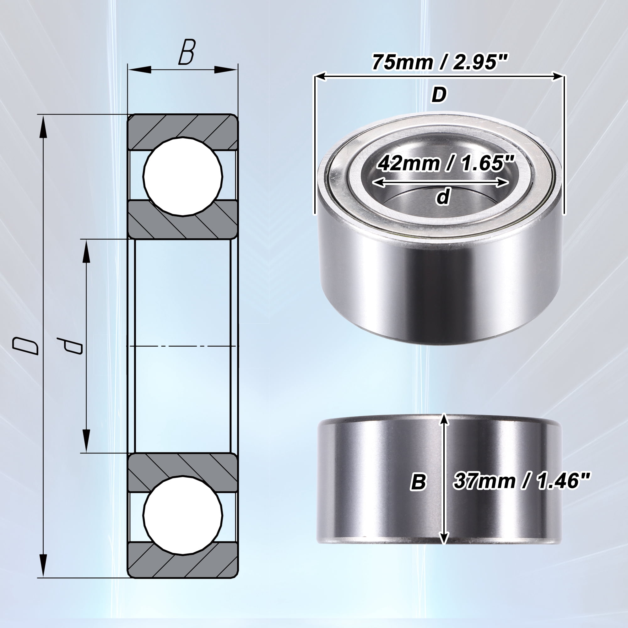 Unique Bargains Rear L/R Wheel Bearing Fit for BMW 128i - Pack of 1 Silver Tone