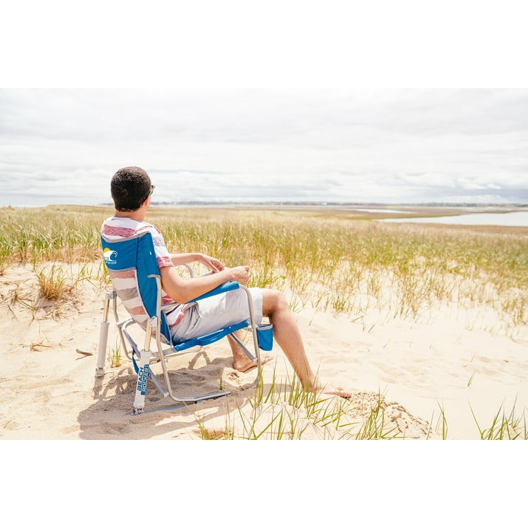 GCI Outdoor Beach Rocker Foldable Rocking Low Profile Chair Saybrook Blue
