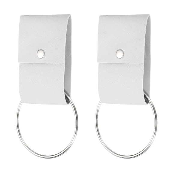 2 Pcs Towel Ring Holder with Loop, Kitchen Bathroom Dish Towels Holder Leather Wall Hook Oven Door Hanger for Home, White