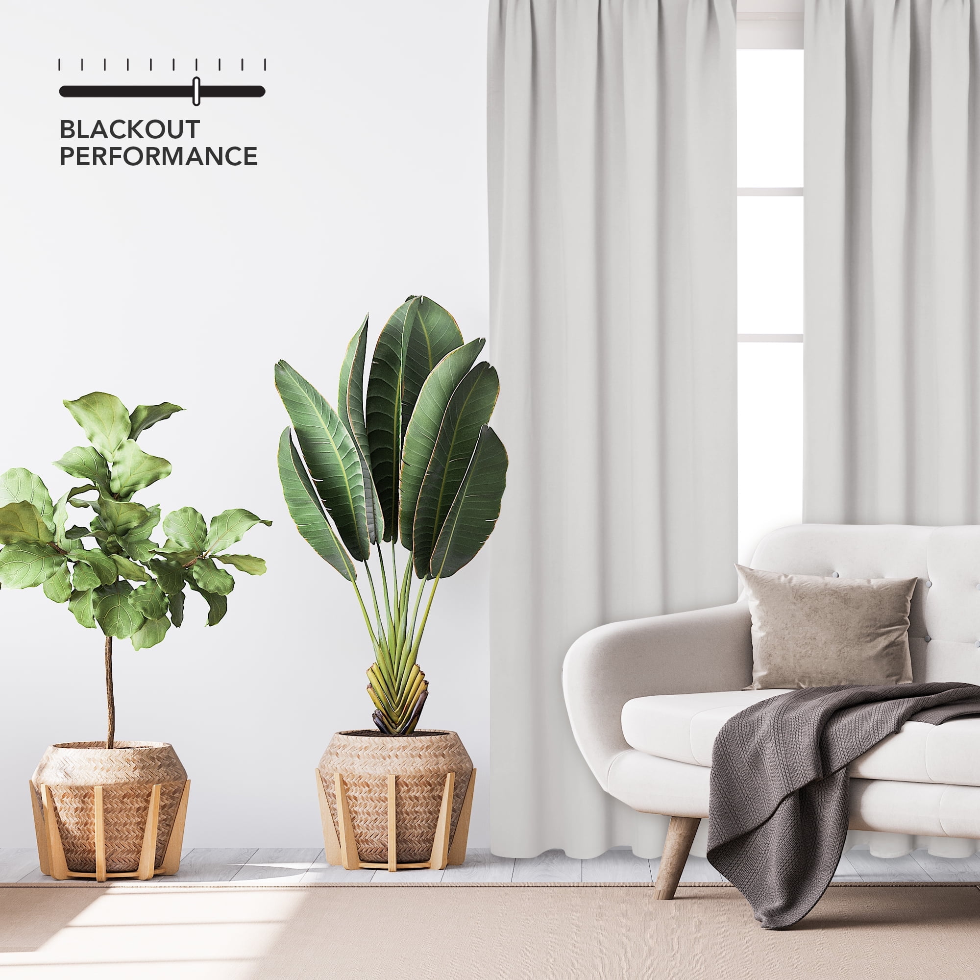 ZOPZO Bedroom Blackout Curtains Rod Pocket Noise Reducing Window Curtains for Living Room 52 x 72 inch Grayish White 2 Pieces
