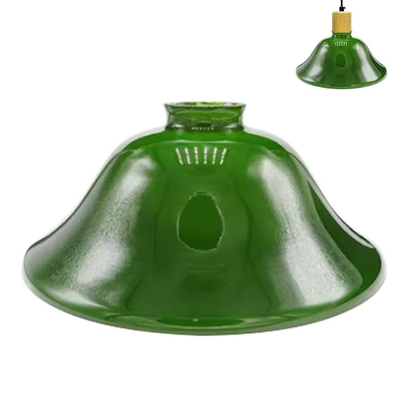 FSLiving 1-Pack 9.7" Emerald Green Glass Oval Lamp Shade Replacement, Green Circular Glass Cover, DIY Torchiere Shade Decorative for Pendant Light Table Lamp Swag Ceiling Lamp Wall Sconce