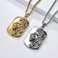 thumbnail image 4 of Wild Lion Face Men Necklaces Military Card 14K White Gold  Animal Pendant Chain Rock Punk for Friend Male Jewelry Best Gift, 4 of 7