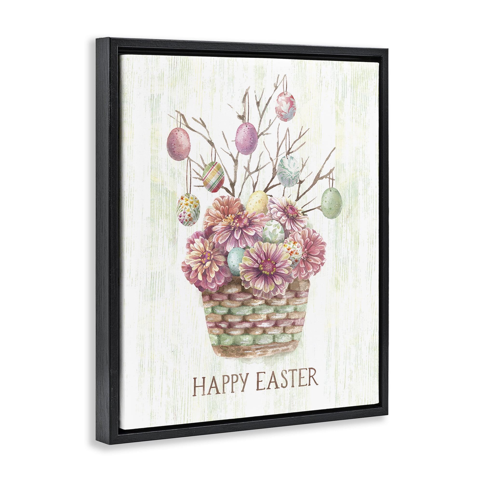 Happy Easter Bouquet Black Floating Frame Canvas Art, 17 x 21, By Courtney Morgenstern