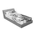 thumbnail image 3 of Ambesonne Cartoon Fitted Sheet & Pillow Sham Set, Adventure, Queen, Black White, 3 of 3
