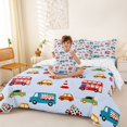 thumbnail image 4 of Manfei Cartoon Cars Print 7-Piece King Bedding,Modern Sports Art King Bed in a Bag,Blue,Reversible, 4 of 7