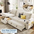 thumbnail image 5 of 84 in Sleeper Sofa Couch, L-Shaped Sofa, Convertible Pull Out Sofa Bed with Storage, Charging Station, Led Lights, Modern Sectional Sofa for Living Room, Apartment, Beige Chenille, 5 of 8