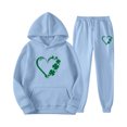 thumbnail image 3 of Gibobby Sudaderas de Forro Polar y Pantalones Nuevo Conjunto de Sudadera con capucha informal, , monocromática, Plus St, estampado de cuatro hojas, sudadera c(Azul,M), 3 of 4