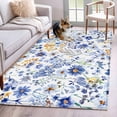 thumbnail image 3 of Blue Flowers Area&nbsp;Rug 4x6ft Watercolor Daisy Floral Non-Slip&nbsp;Washable Square&nbsp;Rugs Soft Felt Indoor Floor Mat for Bedroom Kitchen Living Room Bathroom, 3 of 9