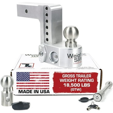 Weigh Safe Adjustable Trailer Hitch Ball Mount - 6" Drop Hitch for 2.5" Receiver w/ 2pc Keyed Alike Lock Set, Aluminum Trailer Hitch w/ Built in Weight Scale for Anti Sway, 18,500 lbs GTW