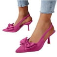 thumbnail image 4 of KEGIRLOM Women's Fashionable Casual Solid Color Pointed Toe Open Back Style High Heels Shoes Hot Pink 9.5, 4 of 5
