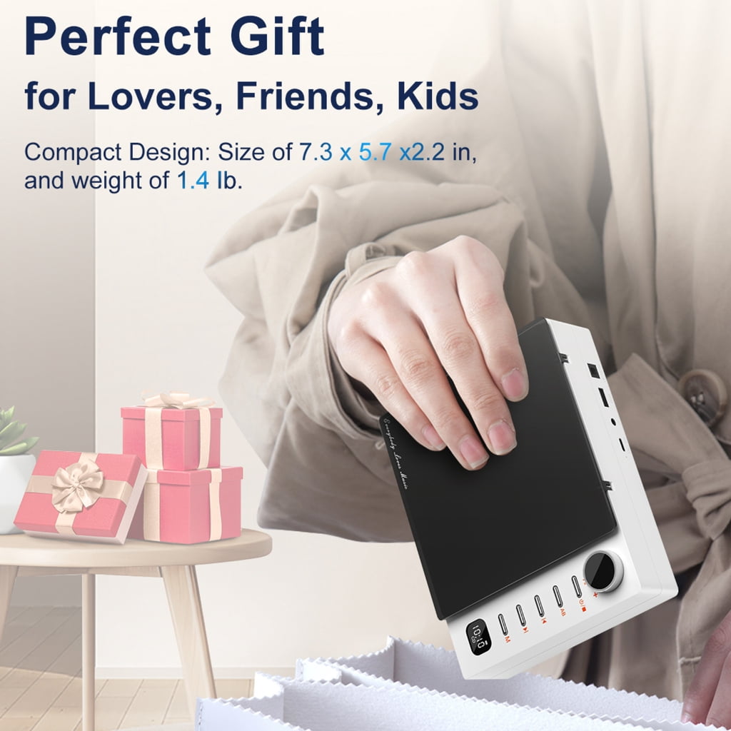 Miiottaa Portable Bluetooth-compatible Desktop Record Player for Home Speaker Rechargeable