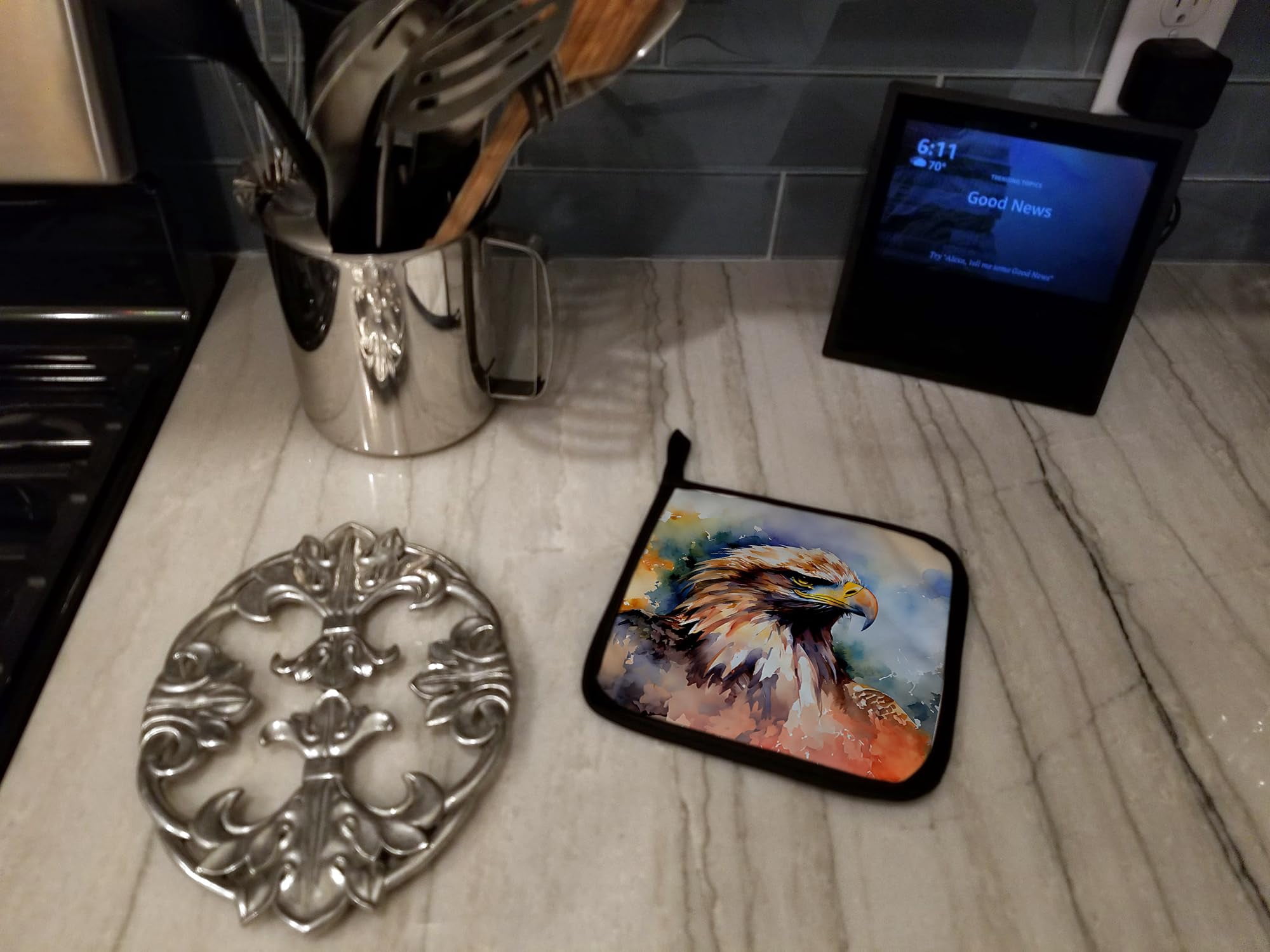 Carolines Treasures 7.5 x 7.5 in. Great Horned Owl Pot Holders - Set of 2