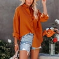 thumbnail image 2 of under 10.00 Womens Long Sleeve Tops Women's Funny Fashion Solid Color Buttons Long Sleeve Loose Tops Blouse, 2 of 8