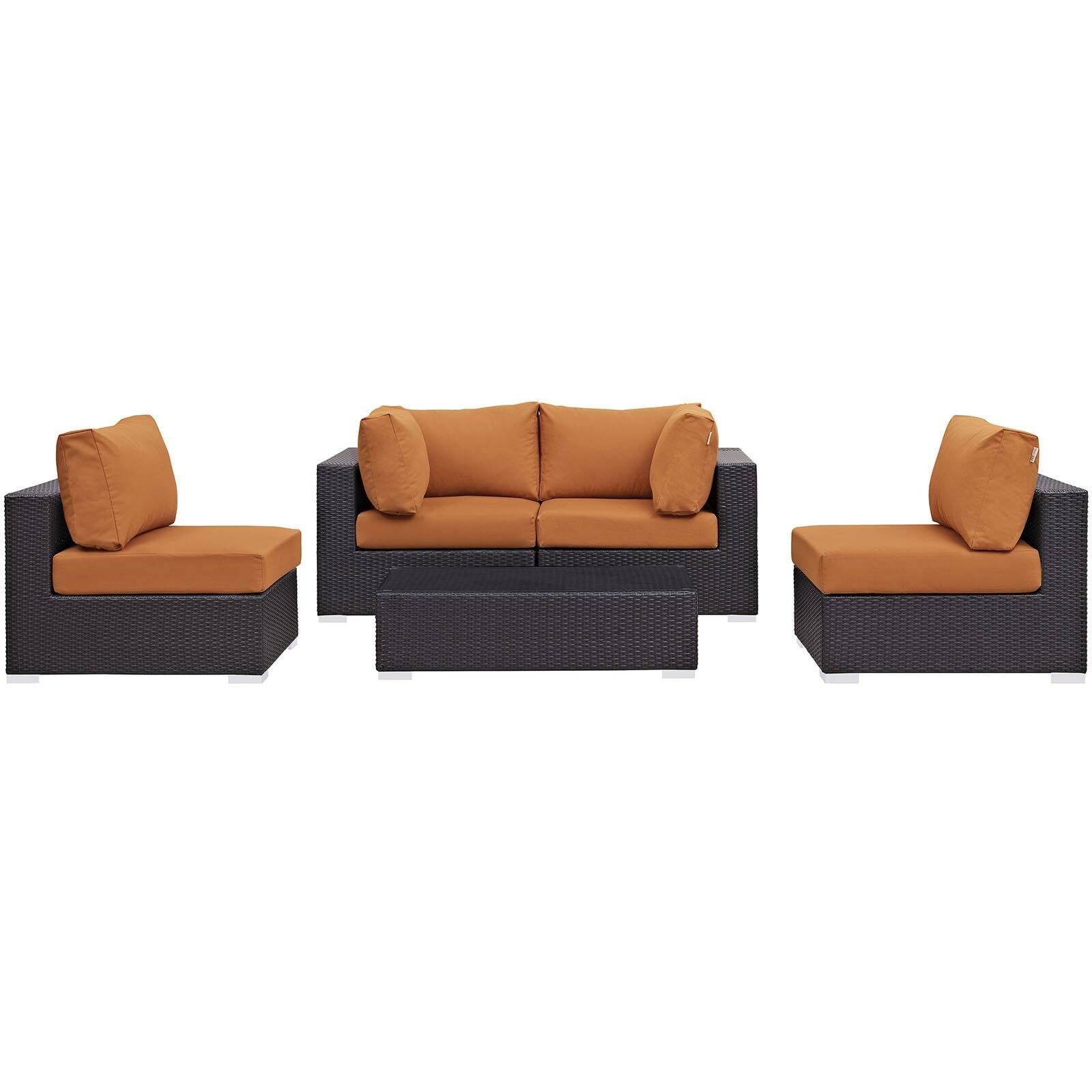 Modway Convene 5 Piece Outdoor Patio Sectional Set, Multiple Colors