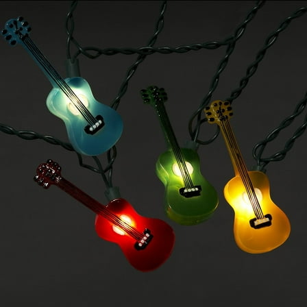 Kurt Adler 10-Light Multi-Colored Guitar String Lights, UL-Approved, Indoor Holiday Décor