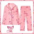 thumbnail image 1 of Pijamas Sanrios Kawaii Anime Mymelody Kuromi Cinnamoroll conjunto de dibujos animados de manga larga para niños ropa de casa para niñas de primavera y otoño, 1 of 4
