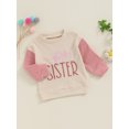 thumbnail image 6 of Aojekbee Toddler Pullover Sweatshirt Casual Letter Embroidery Round Neck Contrasting Long Sleeve Waffle Tops for Little Boys Girls, 6 of 10