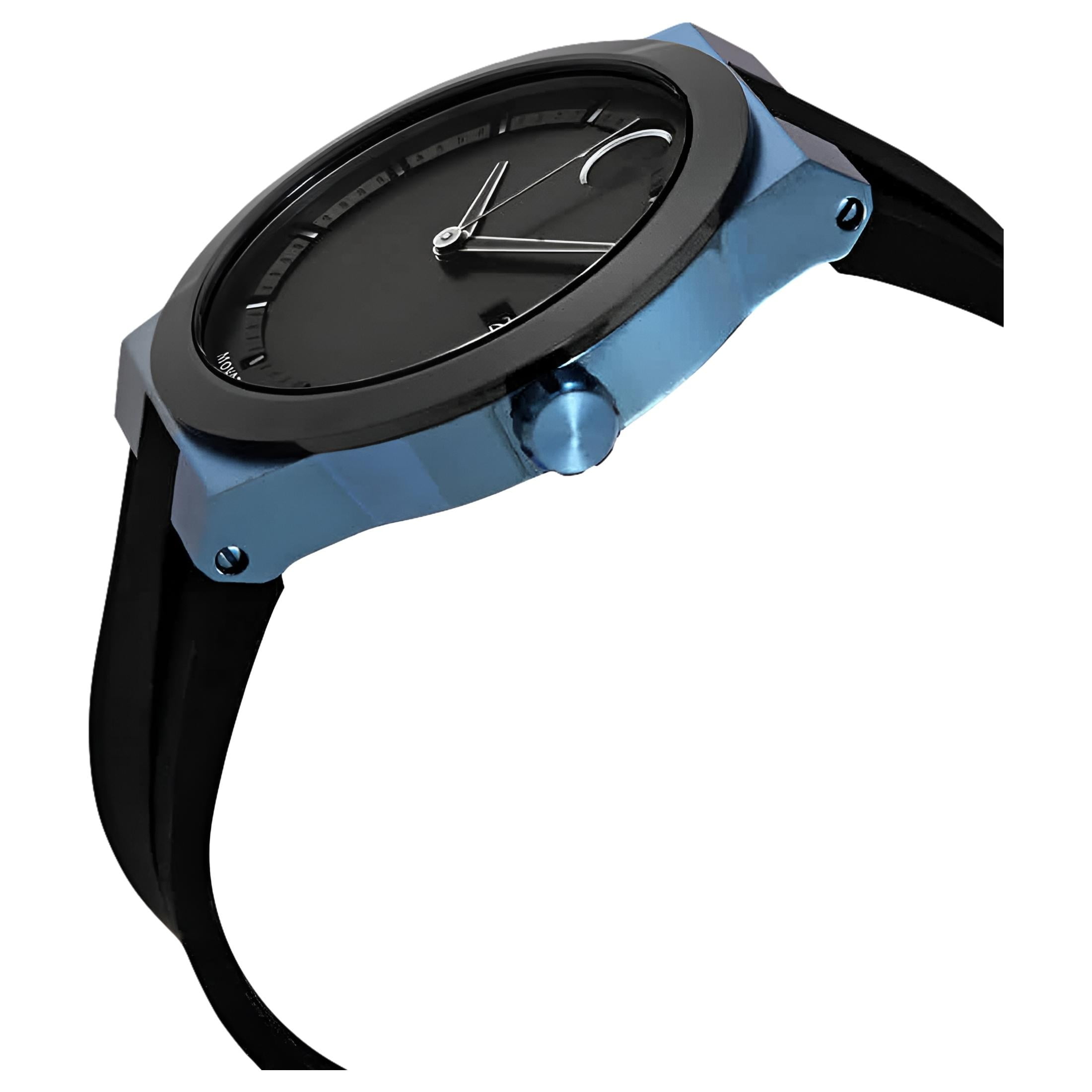 時計 Movado Bold Black 3600626 Movado Men's Bold Black Dial, Stainless Steel, Rubber Strap
