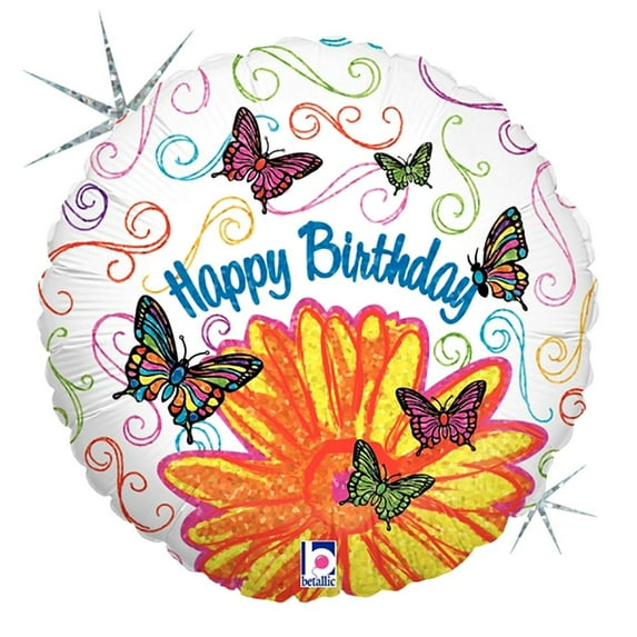 LOONBALLOON Birthday Bugs-Butterflies Balloons, 18″ POP ART BUTTERFLY BIRTHDAY