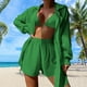 thumbnail image 4 of Trajes de playa de 3 piezas Traje de baño de manga larga Cubrir Trajes de verano para mujeres FLhrweasw Para estrenar, 4 of 7