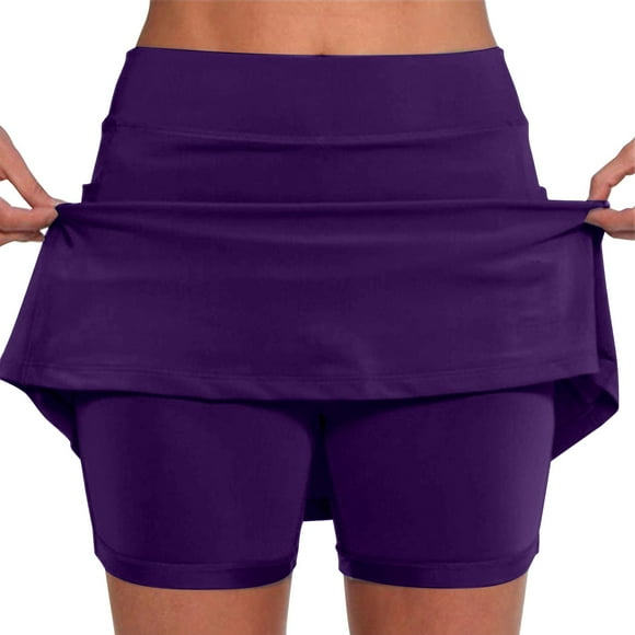 WTXUE Cotton Pocket Pants Solid Mid Waist Culottes Short Skirts Skinny Pants Slim Skorts (Women's) Size 6-8