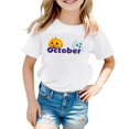 thumbnail image 1 of TZEWGL T-Shirts For Child Short Sleeve Crew Neck Monthly Word Prints Blouse For Newborns size 5-6T, 1 of 4