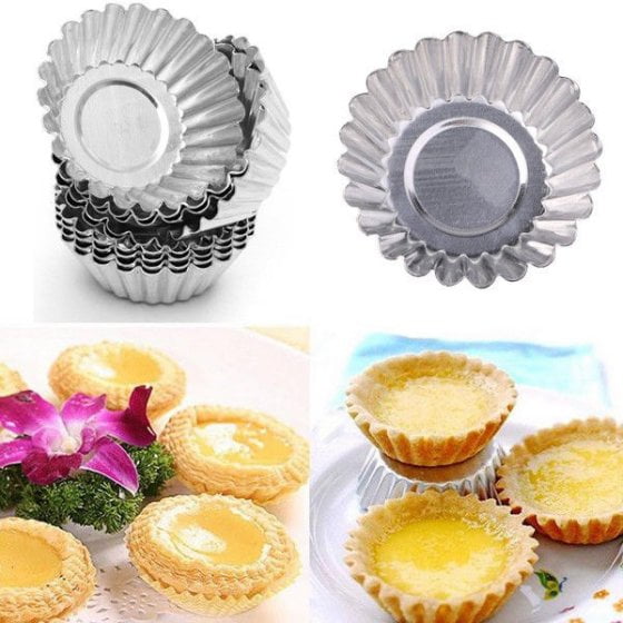 TXIN 20 Pieces Aluminum Egg Tarts Molds with Non-Stick Coating Safe Health Baking Pan for Souffles Cupcakes Pastries-S 