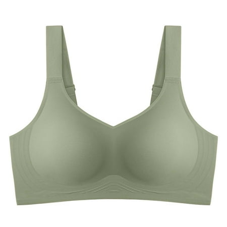 Siilsaa Strapless Bra Full Coverage High Impact Wirefree Workout Non Padded Sports Bra Bounce Control Green 2XL