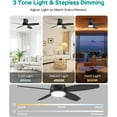 thumbnail image 5 of Ceiling Fans with Lights, 42 inch Ceiling Fans with Lights and Remote, Dimmable, Noiseless, Low Profile Ceiling Fan with Light for , Indoor and Outdoor Use(Black), 5 of 6