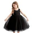 thumbnail image 1 of Wdgfv Robe de Demoiselle d'Honneur Enfant Satin Tulle Invitée de Mariage Fête Anniversaire Demoiselle d'Honneur Communion Concours Bal Robe Maxi Noir 6-7 Ans, 1 of 5